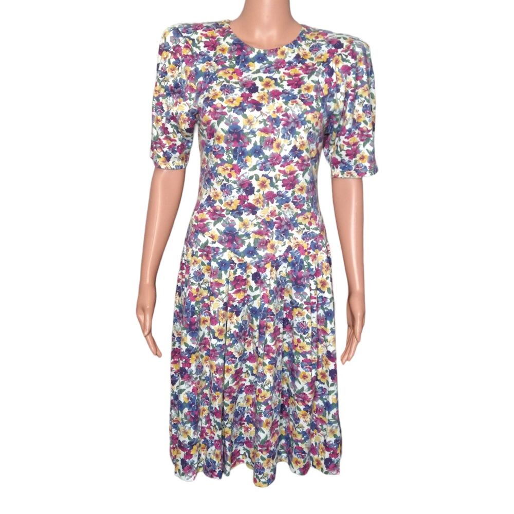 80's Vintage Floral Cottage Dress size XS